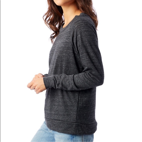 Alternative Apparel Dark Grey Tri-Blend Jersey Knit Long Sleeve Raglan Pullover - Picture 2 of 8